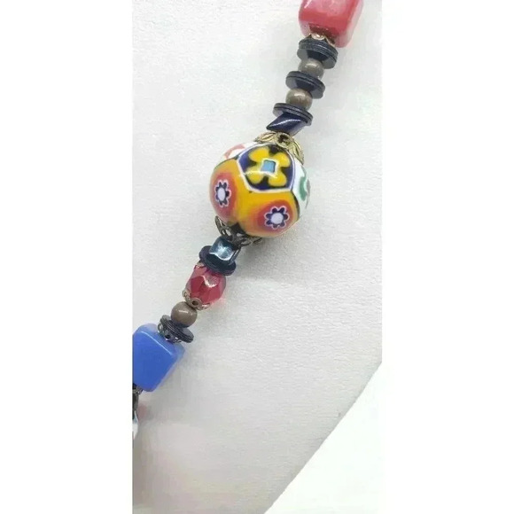 Vintage Murano Italy Millefiori Glass Bead Art Glass Necklace Venetian Restrung - Picture 6 of 9